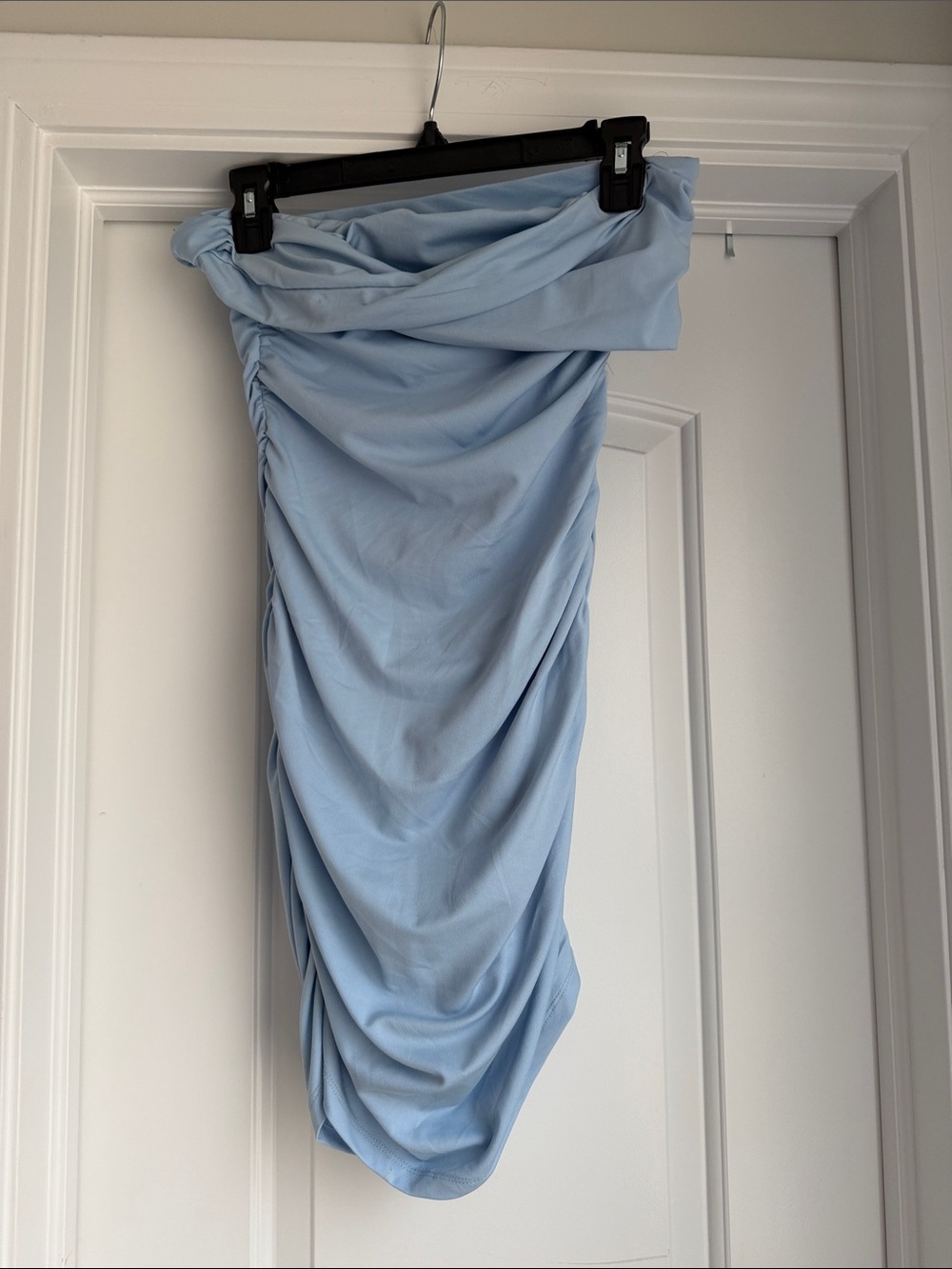 Hello Molly Light Blue Ruched Strapless Dress